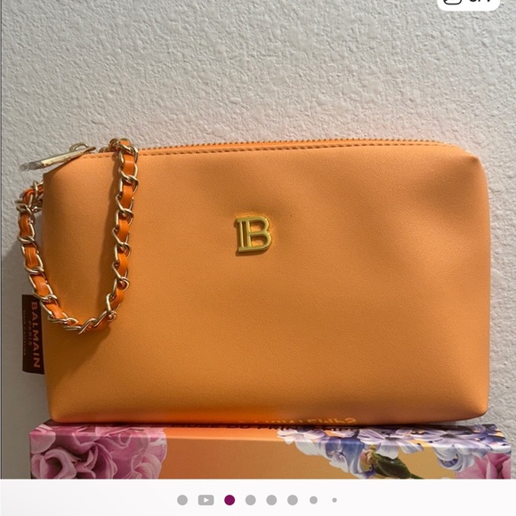 Balmain Paris Hair Couture Limited Edition Orange Cosmetic Bag NIB - Picture 8 of 9